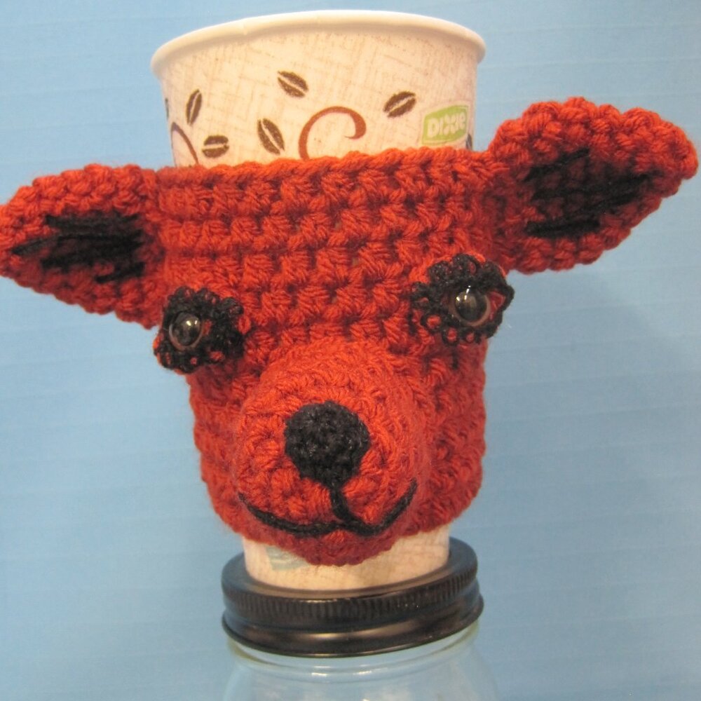 Little Red Chihuahua Puppy Dog Crochet  Handmade Cup Cozy Holder Gifts by Bren